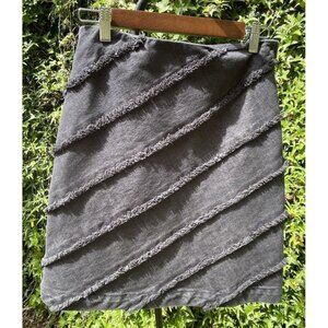 Worth skirt womens 2 grey denim pencil midi embroidered dots side zip cotton